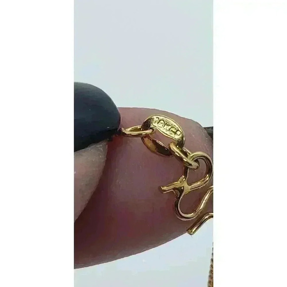 Large Black Pearl Necklace 18K Gold GP Genuine Pendant CZ Accent Box Chain - Picture 8 of 10